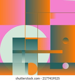 Future-looking trendy vector graphics artwork built with digital color gradients, abstract geometric shapes, and random minimalist geometry forms. 