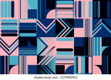 Future-looking trendy vector graphics artwork built with digital color gradients, abstract geometric shapes, and random minimalist geometry forms. 