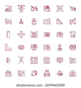 Future-ready pack of 36 vector icons themed around Blueprint, showcasing Bold Line design with Retina Ready Detail Enhanced clarity for innovative user interfaces.