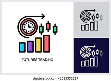 Futures Trading icon Multi Style Ilustración vectorial