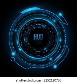 Futurisctic hi-tech HUD round with light effects. Modern sci-fi elements. Technology background. Vector illustration. EPS 10