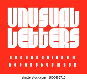 Futurism letters set. Bauhaus font. Unusual high bold alphabet. Original vector typeface for typographic posters, ads, logo, identities, gigs, sport events, packaging, digital media, motion graphics