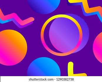 Futurism seamless pattern. Gradient shape in the style of 80s. Synthwave retro background. Retrowave. Vector illustration