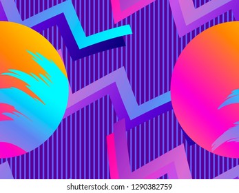 Futurism seamless pattern. Liquid shape in the style of 80s. Synthwave retro background. Retrowave. Vector illustration