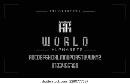 Alfabeto estilo futurismo. Tipo de letra delgado de la línea de segmento, minimalista para el moderno logotipo futurista, elegante monograma, dispositivo digital y gráfico hud. Letras de estilo mínimo, diseño de tipografía vectorial.