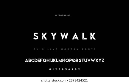 Futurism style alphabet. Thin segment line font, minimalist type for modern futuristic logo, elegant monogram, digital device and hud graphic. Minimal style letters, vector typography design.
