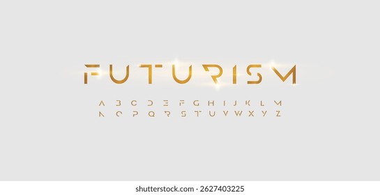 Alfabeto estilo futurismo. Fonte de linha de segmento fino, tipo minimalista para logotipo futurista moderno, monograma elegante, dispositivo digital e gráfico hud. Letras de estilo mínimo, design de tipografia vetorial.
