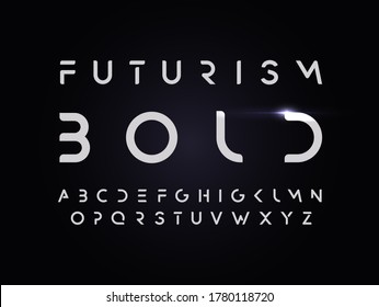 Futurism Style Bold Alphabet. Vector Font With Erasing Parts Of The Letters. Cropped Typography