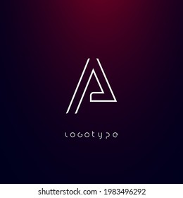 Futurism style letter A. Minimalist type for modern futuristic logo, elegant cyber tech monogram, digital device and hud graphic. Minimal style symbol, vector design