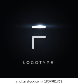 Futurism style letter F. Minimalist type for modern futuristic logo, elegant cyber tech monogram, digital device and hud graphic. Minimal style symbol, vector design