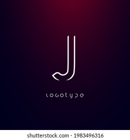 Futurism style letter J. Minimalist type for modern futuristic logo, elegant cyber tech monogram, digital device and hud graphic. Minimal style symbol, vector design