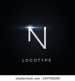 Futurism style letter N. Minimalist type for modern futuristic logo, elegant cyber tech monogram, digital device and hud graphic. Minimal style symbol, vector design