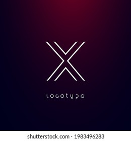 Futurism style letter X. Minimalist type for modern futuristic logo, elegant cyber tech monogram, digital device and hud graphic. Minimal style symbol, vector design