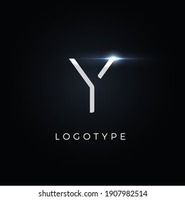 Futurism style letter Y. Minimalist type for modern futuristic logo, elegant cyber tech monogram, digital device and hud graphic. Minimal style symbol, vector design