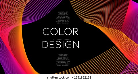 Futurist abstract vector background with hipster elements.. Bright gradient geometric cover design. 3d fluid shapes, lines composition. Invitation templates set.  Identity style. Abstract lines.