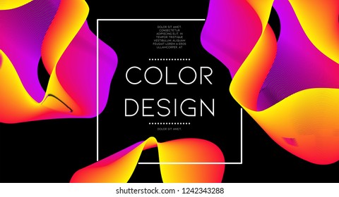 Futurist abstract vector background with hipster elements.. Bright gradient geometric cover design. 3d fluid shapes, lines composition. Invitation templates set.  Corporate style. Abstract lines.
