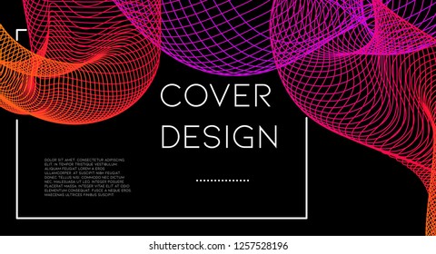 Futurist abstract vector background with hipster elements.. Wavy gradient geometric cover design. 3d fluid shapes, lines composition. Brochure templates set. Party flyer. Abstract lines.