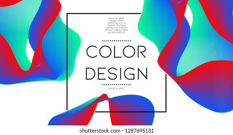 Futurist abstract vector background with hipster elements.. Wavy gradient geometric cover design. 3d fluid shapes, lines composition. Header templates set. Magazine collage. Abstract lines.
