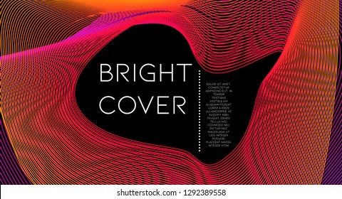 Futurist abstract vector background with hipster elements.. Bright gradient geometric cover design. 3d fluid shapes, lines composition. Cover templates set. Music festival layout. Abstract lines.