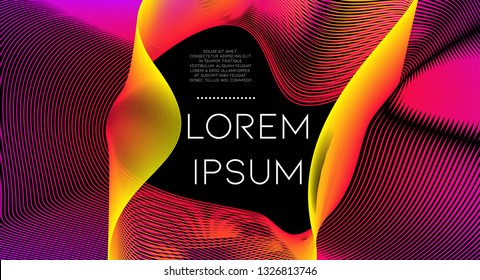 Futurist abstract vector background with hipster elements.. Bright gradient geometric cover design. 3d fluid shapes, lines composition. Flyer templates set. Branding. Abstract lines.