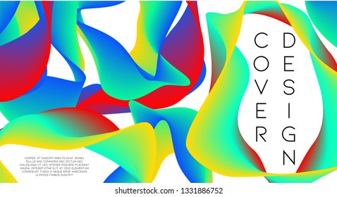 Futurist abstract vector background with hipster elements.. Bright gradient geometric cover design. 3d fluid shapes, lines composition. Cards templates set. Branding. Abstract lines.