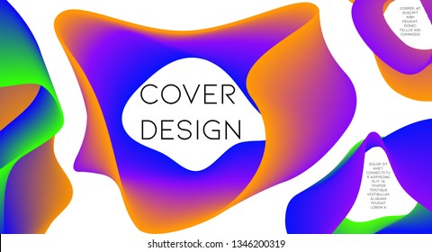 Futurist abstract vector background with hipster elements.. Wavy gradient geometric cover design. 3d fluid shapes, lines composition. Flyer templates set. Party flyer. Abstract lines.