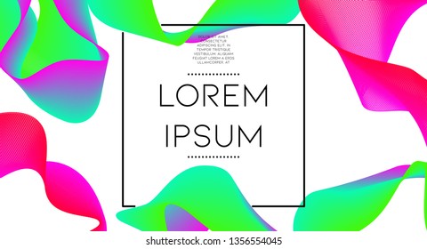 Futurist abstract vector background with hipster elements.. Bright gradient geometric cover design. 3d fluid shapes, lines composition. Header templates set. Music festival poster. Abstract lines.