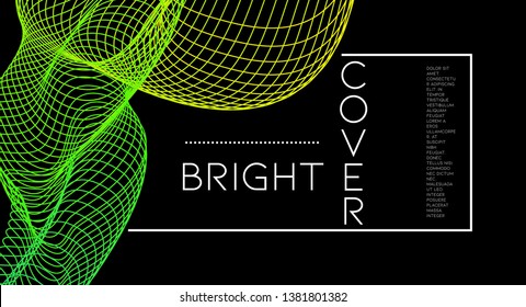 Futurist abstract vector background with hipster elements.. Wavy gradient geometric cover design. 3d fluid shapes, lines composition. Cover templates set. Music festival poster. Abstract lines.