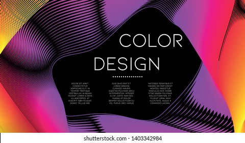 Futurist abstract vector background with hipster elements. Bright gradient geometric cover design. 3d fluid shapes, lines composition. Invitation templates set.  Music festival layout. Abstract lines.