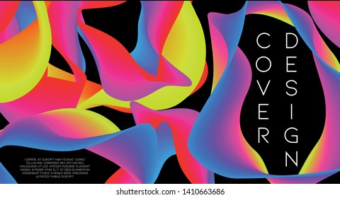Futurist abstract vector background with hipster elements.. Wavy gradient geometric cover design. 3d fluid shapes, lines composition. Cards templates set. Event placard. Abstract lines.