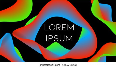 Futurist abstract vector background with hipster elements.. Wavy gradient geometric cover design. 3d fluid shapes, lines composition. Flyer templates set. Music festival layout. Abstract lines.