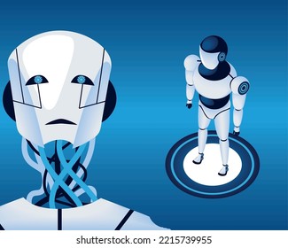 futurist artificial intelligence robot, vector design