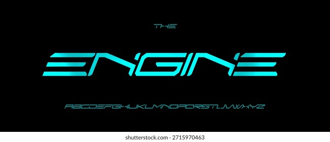 Futurist Font Logo Alfabeto Vector Letras Geométricas Amplias Tipografía Moderna, Diseño Tipográfico Extendido Título Texto, Cartel Digital Titular, Tipo Símbolo Logotipo, Sans Serif Fuentes. Tipografía de Vector