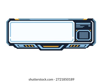 elemento futurista HUD, borde digital, panel de pantalla, marco de interfaz de ciencia ficción azul y amarillo para juegos, tecnología o visualización de datos