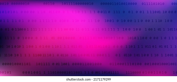 Futuristic 0 1 digits programming code tech vector background with fluid gradient. Zero, one numbers cyber monday sale background. Hacker coding concept, row matrix vector