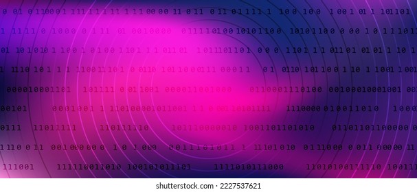 Futuristic 0 1 digits programming code tech vector background with fluid gradient. Zero, one numbers cyber monday sale background. 0 1 digital source code. Hacker coding concept, row matrix vector