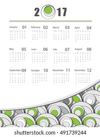 Futuristic 2017 vector calendar design. Elements for your work. Eps10