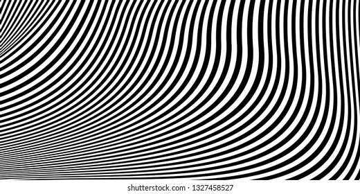 Futuristic 3 dimension wavy lines black monochrome vector background isolated on white