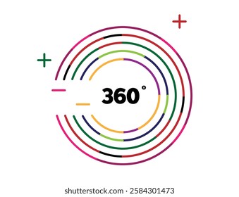 Futuristic 360 Degrees Line Art Circle Sphere. Graphic design elements and resources concept vector art