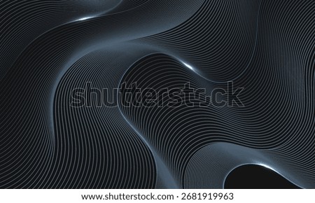 Futuristic 3D abstract background of flowing parametric lines with a glossy metallic effect. High-tech digital art for science and technology concepts.