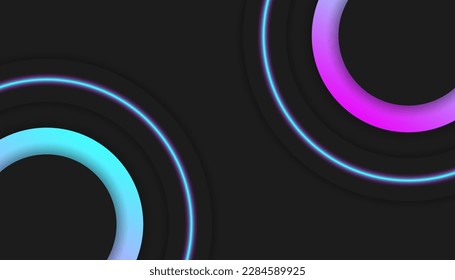 Diseño 3D futurista con un resplandor azul neón y formas geométricas. Fondo de degradado moderno y colores vivos. Perfecto para eventos tecnológicos o musicales, o como portada o fondo, afiche o banner