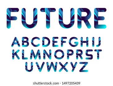futuristic 3d font in vector illustration