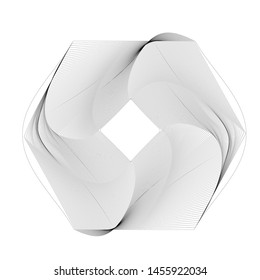 futuristic 3d graphic design element vector mesh perspective modern shape black  monochrome isolated on white