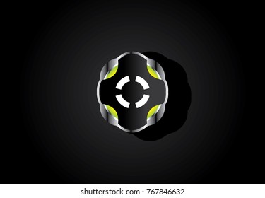 futuristic 3D green glowing button