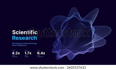 Futuristic 3D Nanotechnology Cell Structure Made of Glowing Dots, Perfect for Scientific Research, Microbiology, or AI Concepts. Vector Illustration.