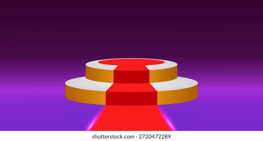 Estágio de pódio 3D futurista com iluminação de holofote para exibição de produtos prêmios apresentação publicidade e visuais de marketing digital