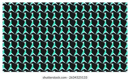 Futuristic 3D seamless pattern with turquoise geometric arrows. Ideal for digital backgrounds, sci-fi themes, or modern tech textures