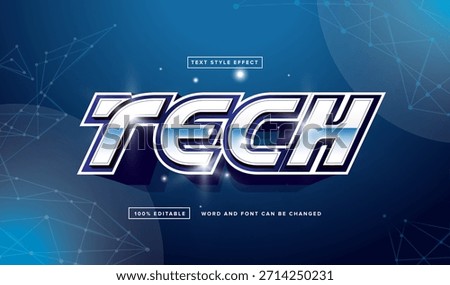 Futuristic 3D Tech Word Chrome Metallic Text Style Effect Template