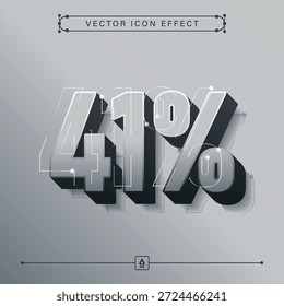 Icono futurista del 41 por ciento del tecno gris 3D con diseño moderno del Vector para la interfaz del negocio y del hotel