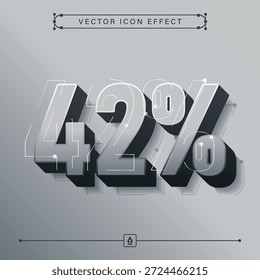 Icono futurista del 42 por ciento del tecno gris 3D con diseño moderno del Vector de las finanzas y del negocio